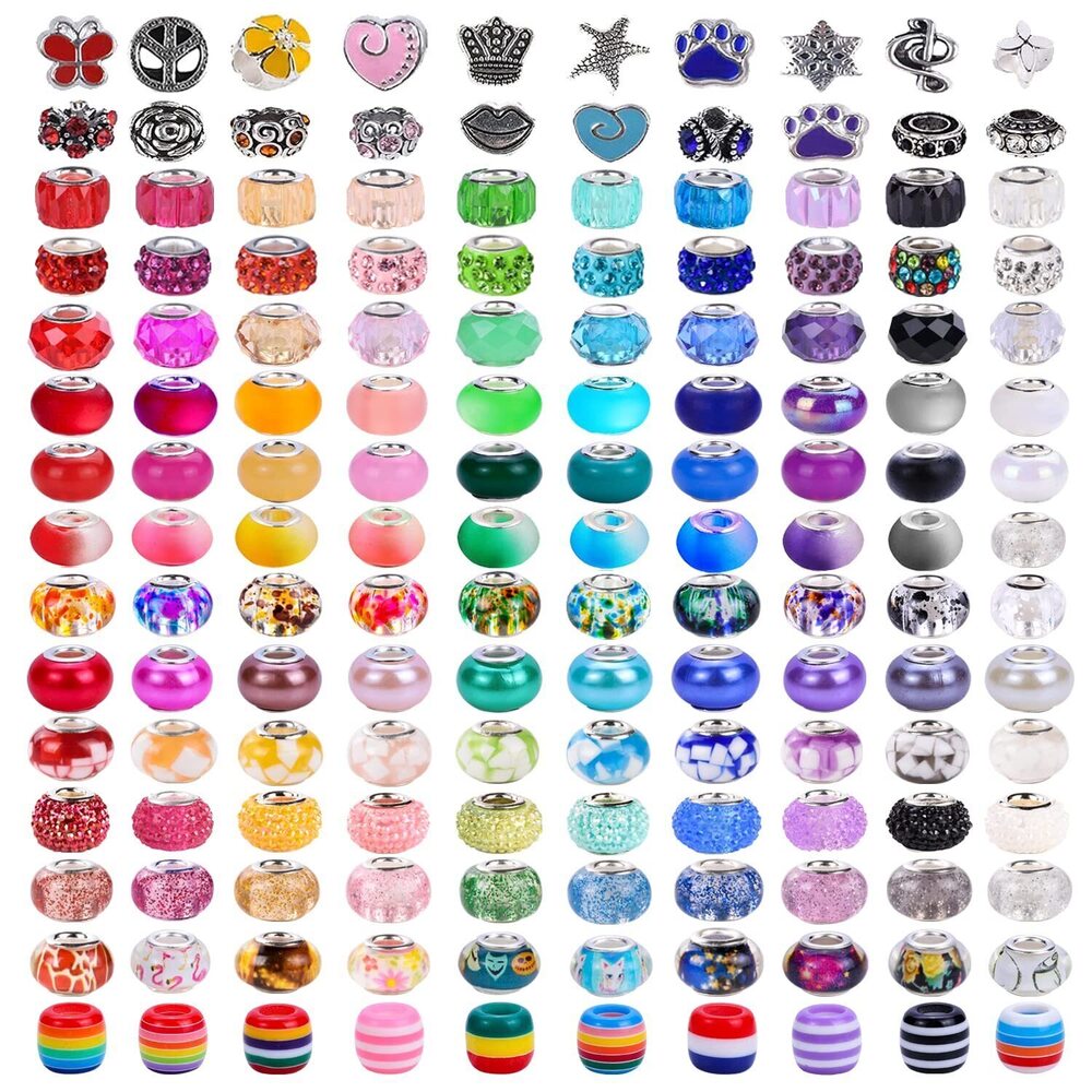 1848 210 Pieces Assorted European Craft Beads Large Hole Lampwork Spacer